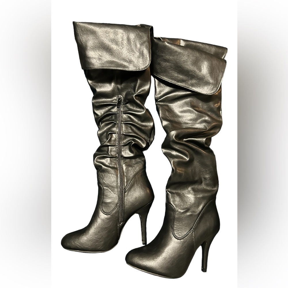 Knee high faux leather boots